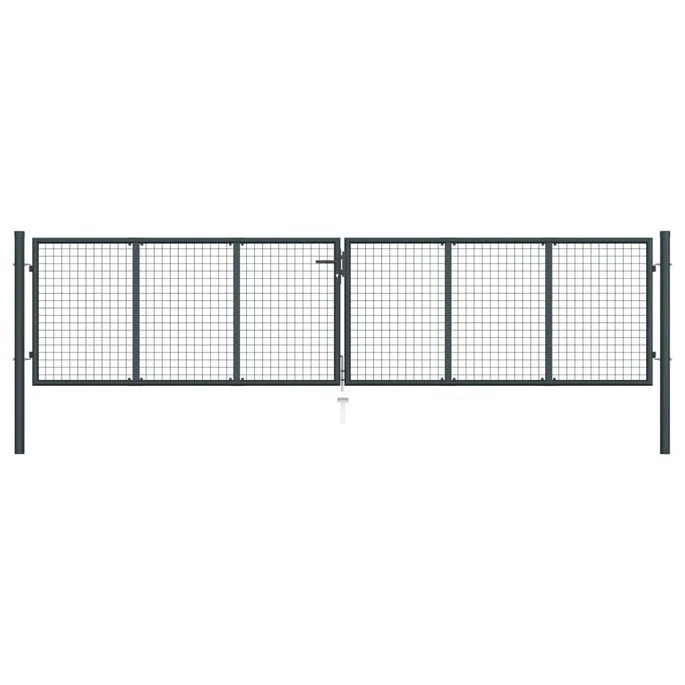 Portail En Maille De Jardin Acier Galvanisé 400 X 175 Cm Gris