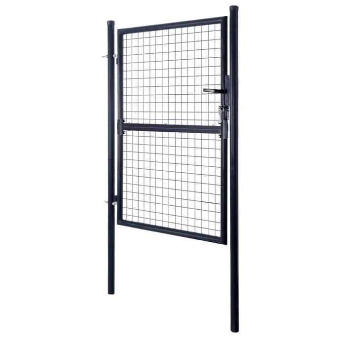 Portail En Maille De Jardin Acier Galvanisé 85,5x125 Cm Gris – Image 2