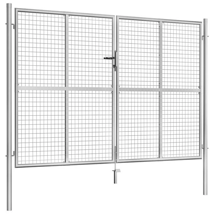 Porte De Jardin Acier Galvanisé 306x225 Cm Argenté – Image 2