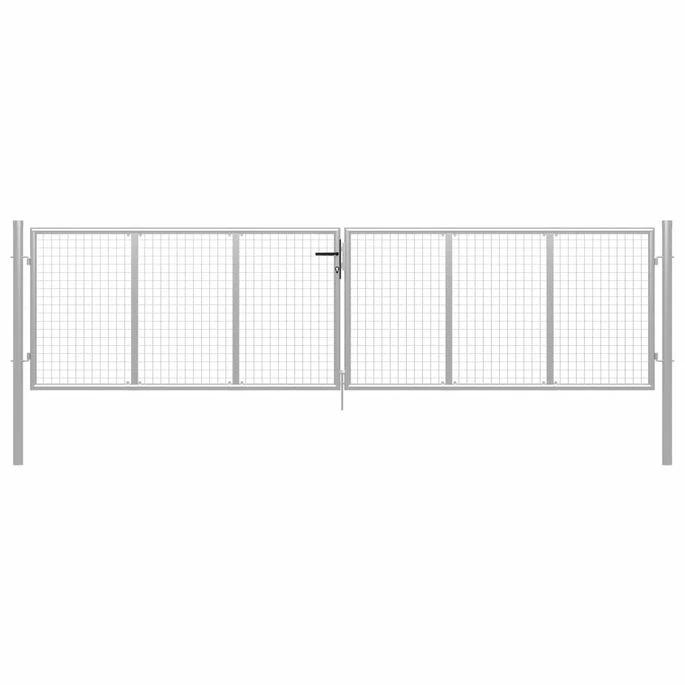 Porte De Jardin Acier Galvanisé 415x150 Cm Argenté