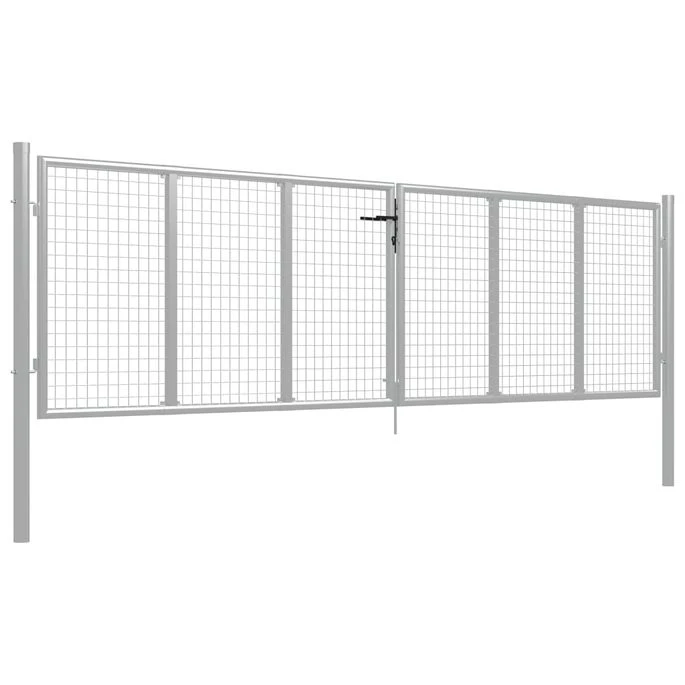 Porte De Jardin Acier Galvanisé 415x175 Cm Argenté – Image 2