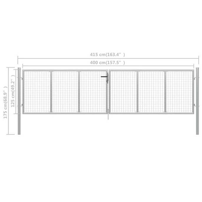 Porte De Jardin Acier Galvanisé 415x175 Cm Argenté – Image 5