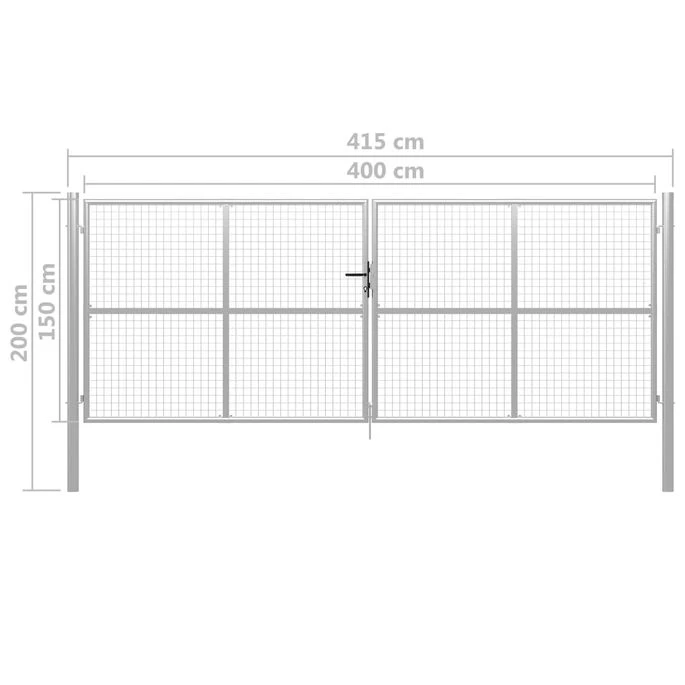 Porte De Jardin Acier Galvanisé 415x200 Cm Argenté – Image 5