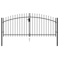 Portillon Double Porte Avec Dessus à Pointe Acier 3x1,25 M Noir