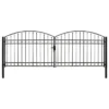 Portillon Double Porte Avec Dessus Arqué Acier 400x125 Cm Noir