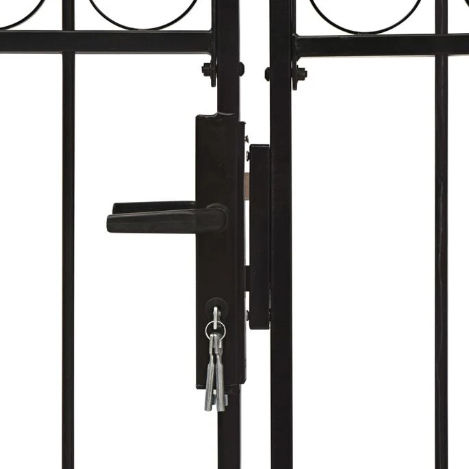 Portillon Double Porte Avec Dessus Arqué Acier 400x175 Cm Noir – Image 4