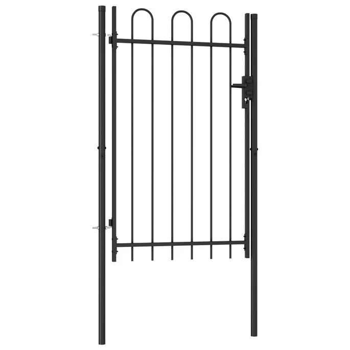 Portillon Simple Porte Avec Dessus Arqué Acier 1x1,5 M Noir – Image 2