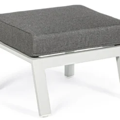 Pouf De Jardin Carré Aluminium Blanc Et Gris Keman L 60 Cm