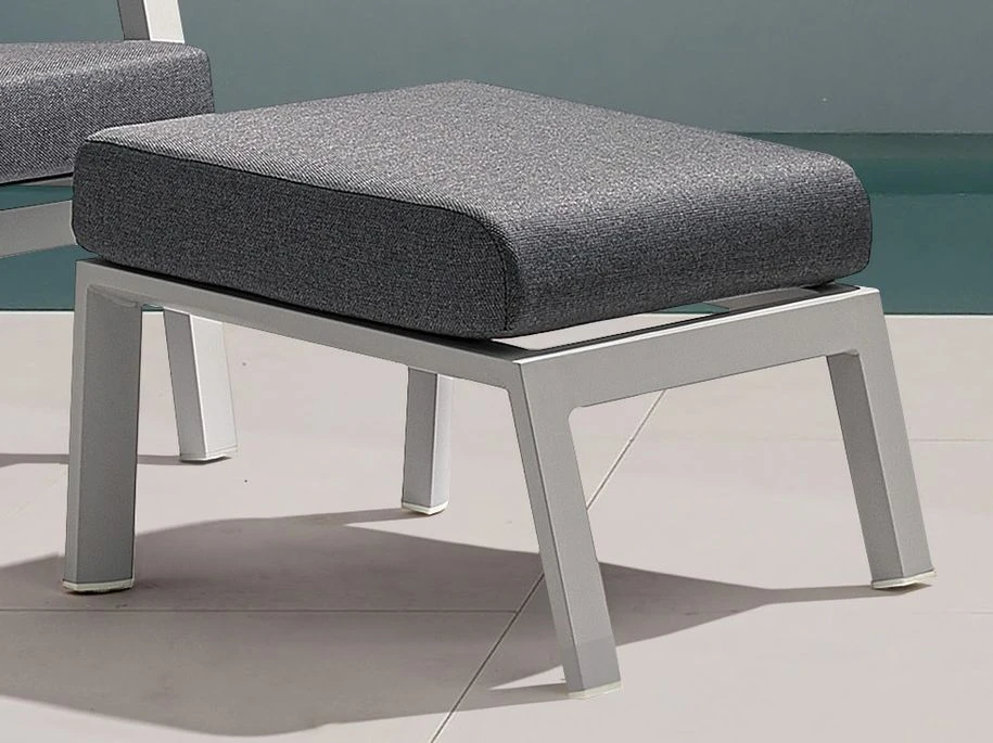 Pouf De Jardin Carré Aluminium Blanc Et Gris Keman L 60 Cm – Image 2