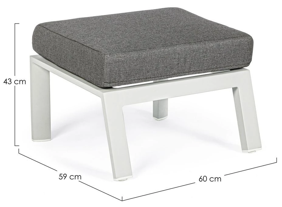 Pouf De Jardin Carré Aluminium Blanc Et Gris Keman L 60 Cm – Image 3