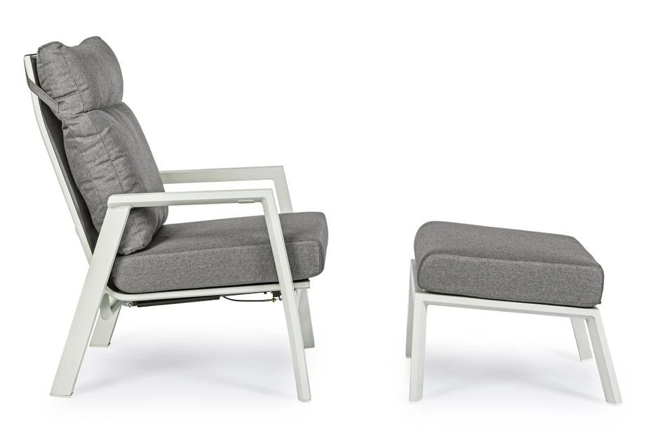 Pouf De Jardin Carré Aluminium Blanc Et Gris Keman L 60 Cm – Image 5