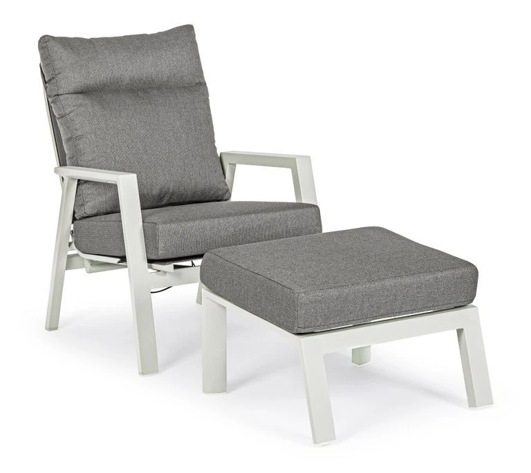 Pouf De Jardin Carré Aluminium Blanc Et Gris Keman L 60 Cm – Image 6