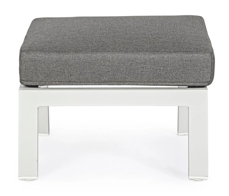 Pouf De Jardin Carré Aluminium Blanc Et Gris Keman L 60 Cm – Image 8