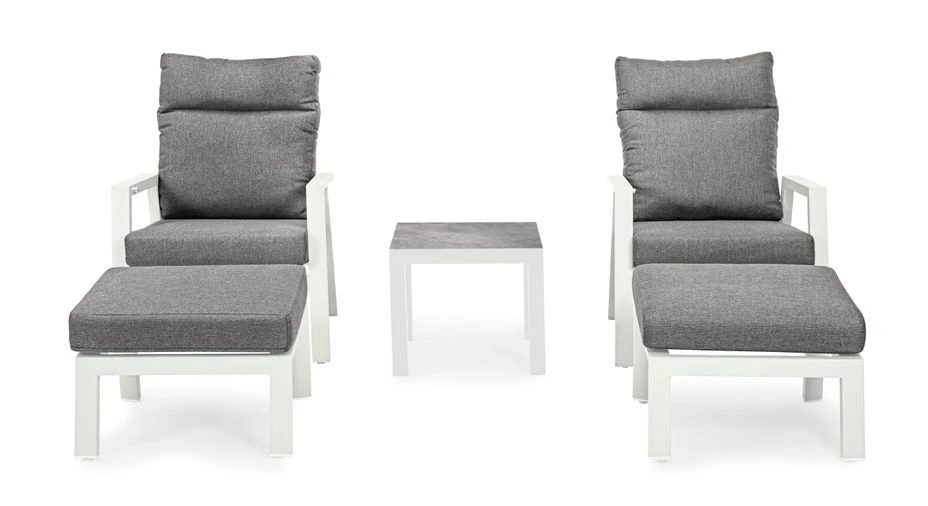 Pouf De Jardin Carré Aluminium Blanc Et Gris Keman L 60 Cm – Image 10