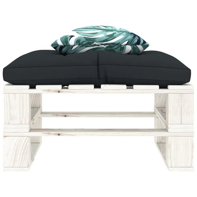 Repose-pied Palette Avec Coussin Anthracite Et Fleur Bois – Image 2