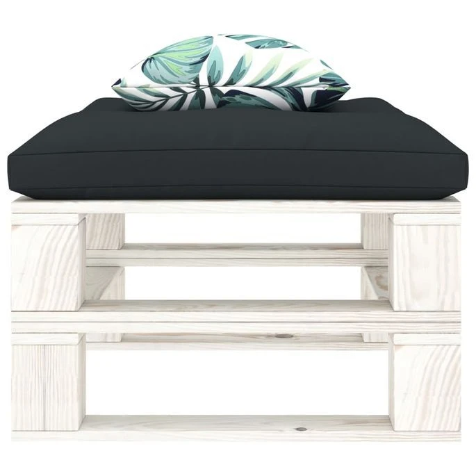 Repose-pied Palette Avec Coussin Anthracite Et Fleur Bois – Image 3