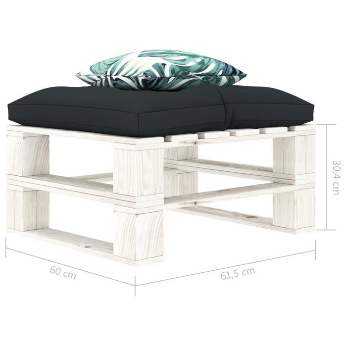 Repose-pied Palette Avec Coussin Anthracite Et Fleur Bois – Image 5