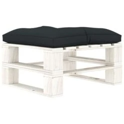 Repose-pied Palette De Jardin Avec Coussin Anthracite Bois 2