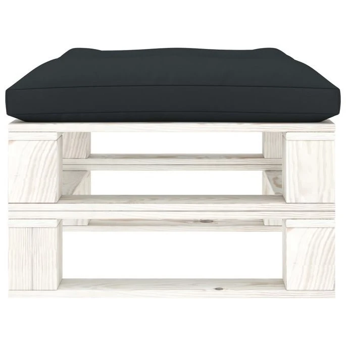 Repose-pied Palette De Jardin Avec Coussin Anthracite Bois 2 – Image 3