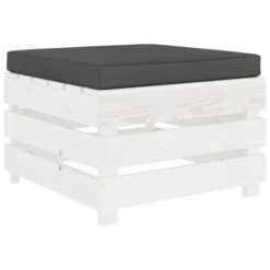 Repose-pied Palette De Jardin Avec Coussin Anthracite Bois