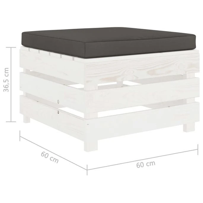 Repose-pied Palette De Jardin Avec Coussin Anthracite Bois – Image 4