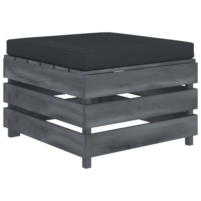 Repose-pied Palette De Jardin Avec Coussin Anthracite Bois 3