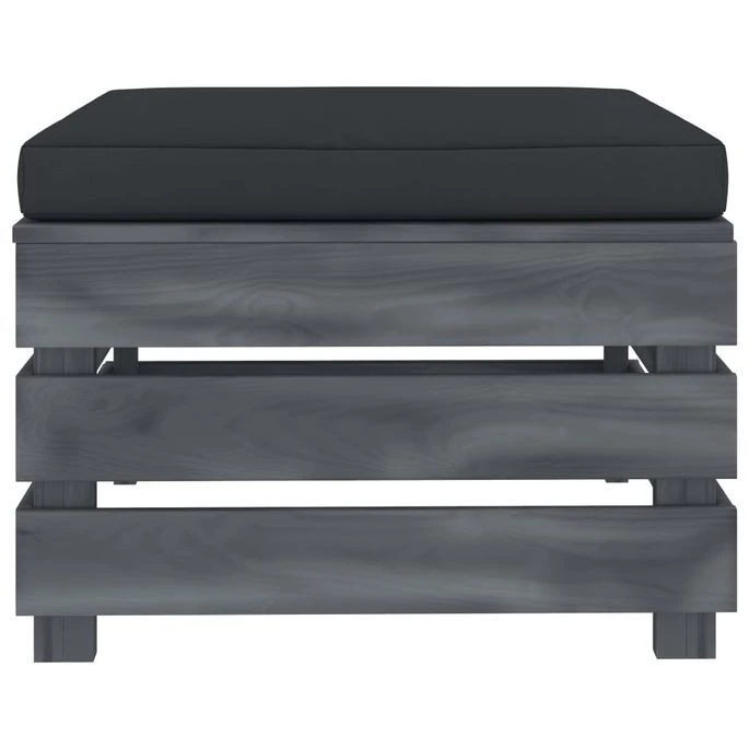 Repose-pied Palette De Jardin Avec Coussin Anthracite Bois 3 – Image 2