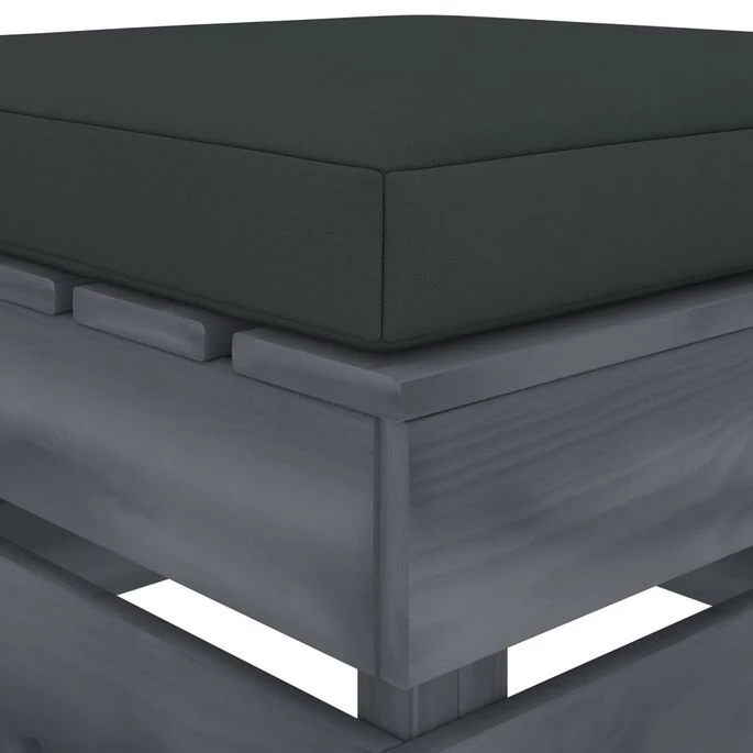 Repose-pied Palette De Jardin Avec Coussin Anthracite Bois 3 – Image 3