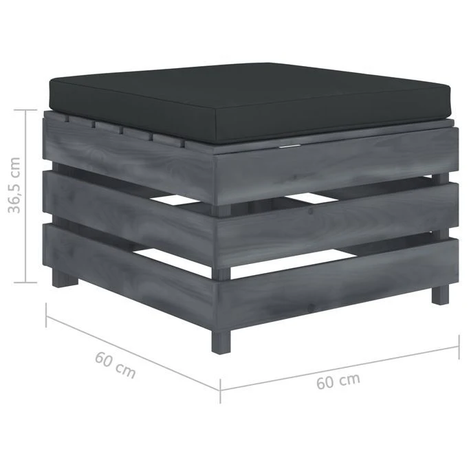 Repose-pied Palette De Jardin Avec Coussin Anthracite Bois 3 – Image 4