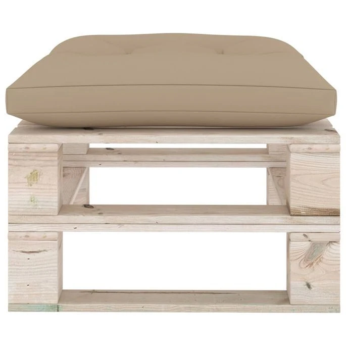 Repose-pied Palette De Jardin Avec Coussin Beige Bois De Pin – Image 3