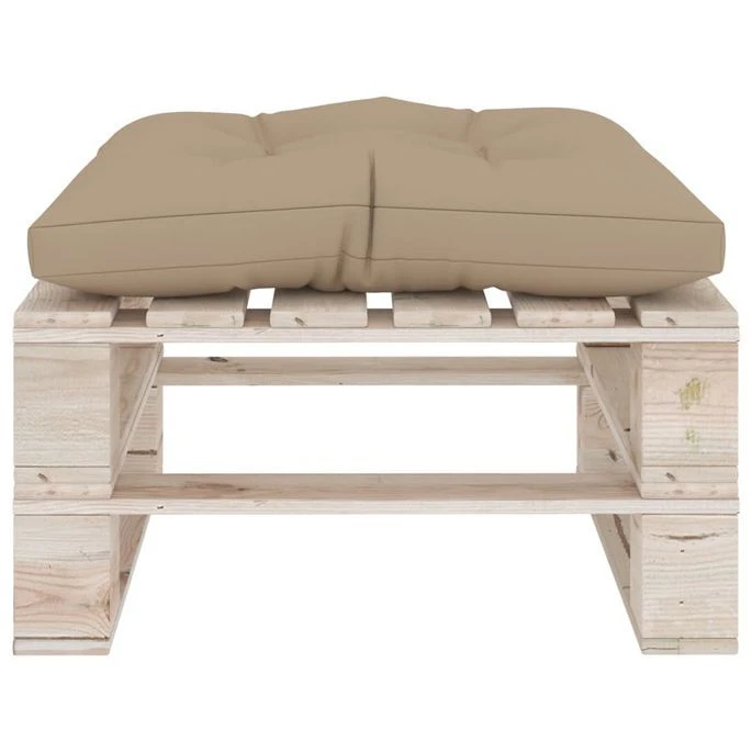 Repose-pied Palette De Jardin Avec Coussin Beige Bois De Pin – Image 4