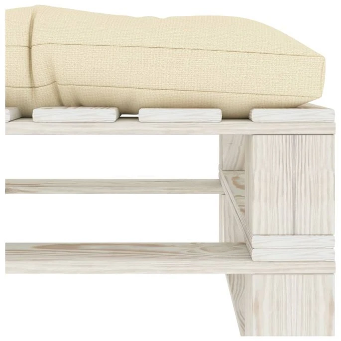 Repose-pied Palette De Jardin Avec Coussin Crème Bois 3 – Image 4