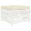 Repose-pied Palette De Jardin Avec Coussin Crème Bois