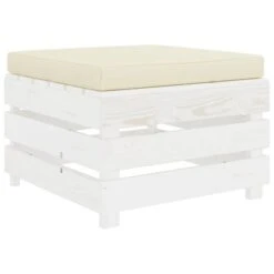 Repose-pied Palette De Jardin Avec Coussin Crème Bois