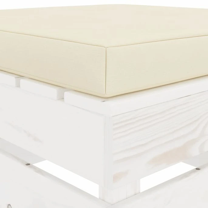 Repose-pied Palette De Jardin Avec Coussin Crème Bois – Image 3