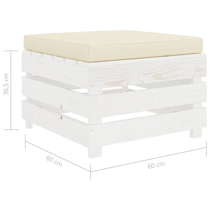Repose-pied Palette De Jardin Avec Coussin Crème Bois – Image 4