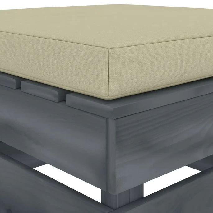 Repose-pied Palette De Jardin Avec Coussin Crème Bois 2 – Image 3