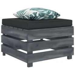 Repose-pied Palette De Jardin Avec Coussin Fleur Bois