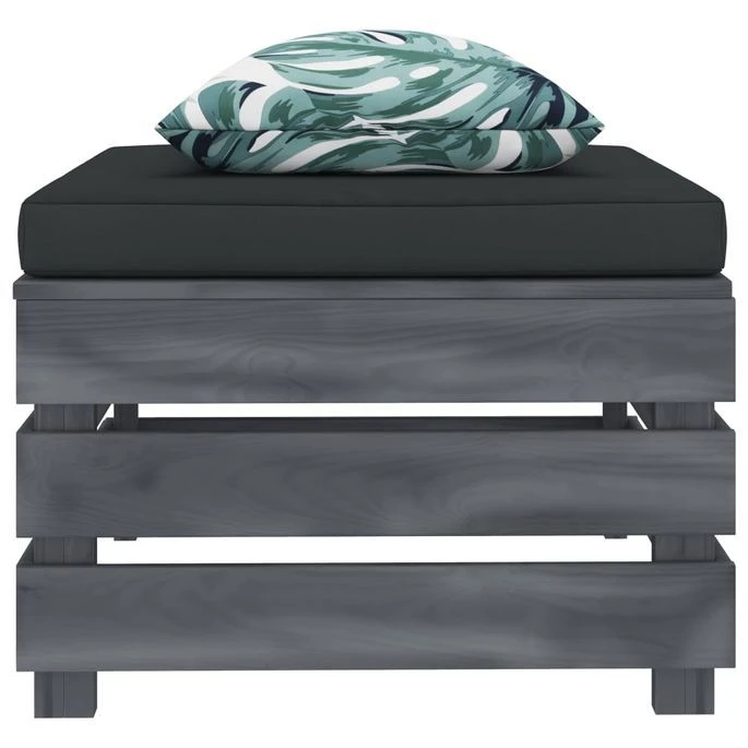 Repose-pied Palette De Jardin Avec Coussin Fleur Bois – Image 2