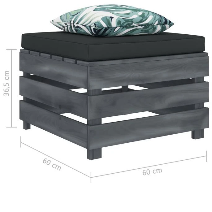 Repose-pied Palette De Jardin Avec Coussin Fleur Bois – Image 4