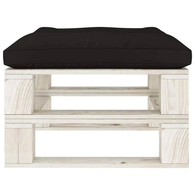 Repose-pied Palette De Jardin Avec Coussin Noir Bois – Image 3