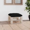 Repose-pied Palette De Jardin Avec Coussin Noir Bois De Pin