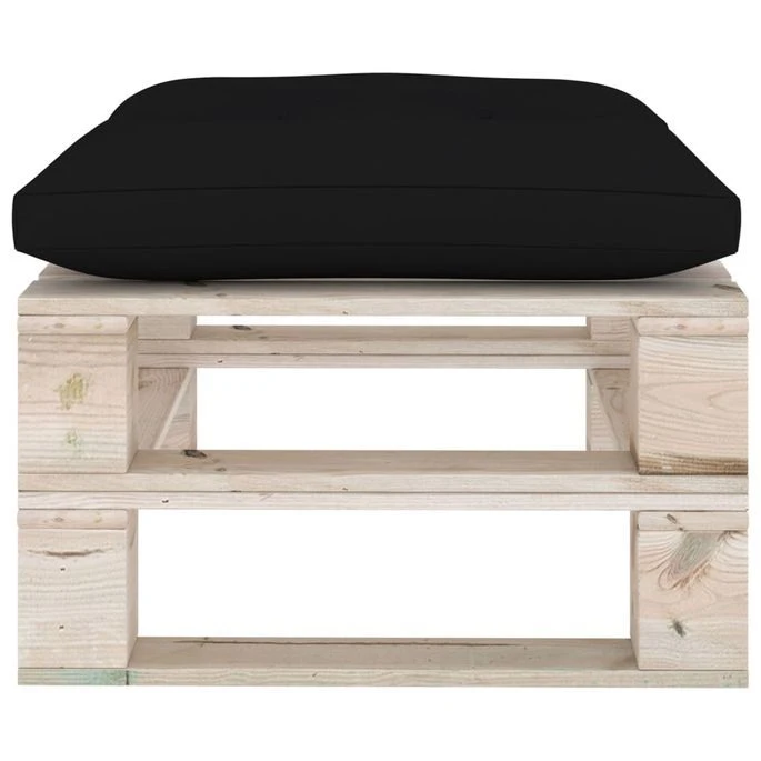 Repose-pied Palette De Jardin Avec Coussin Noir Bois De Pin – Image 3
