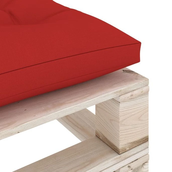 Repose-pied Palette De Jardin Avec Coussin Rouge Bois De Pin – Image 5