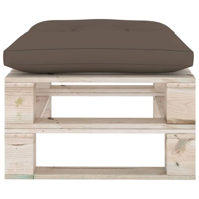 Repose-pied Palette De Jardin Avec Coussin Taupe Bois De Pin – Image 3