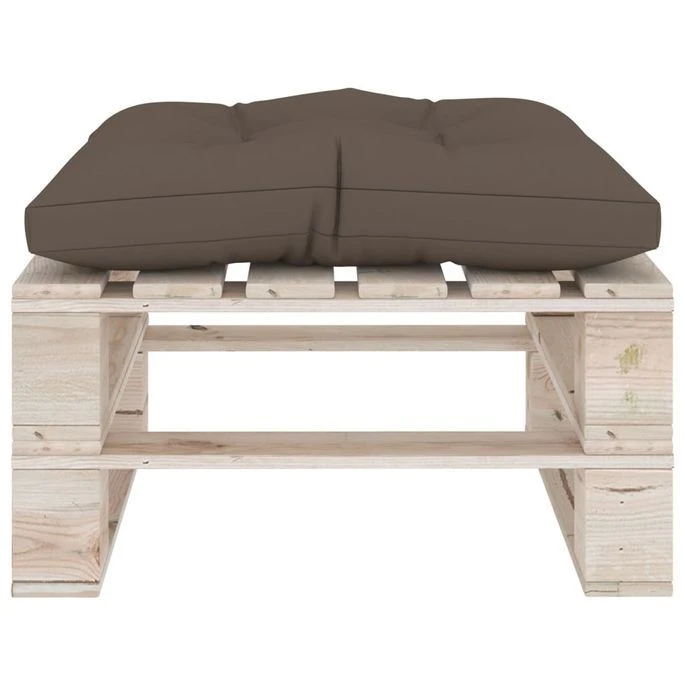 Repose-pied Palette De Jardin Avec Coussin Taupe Bois De Pin – Image 4