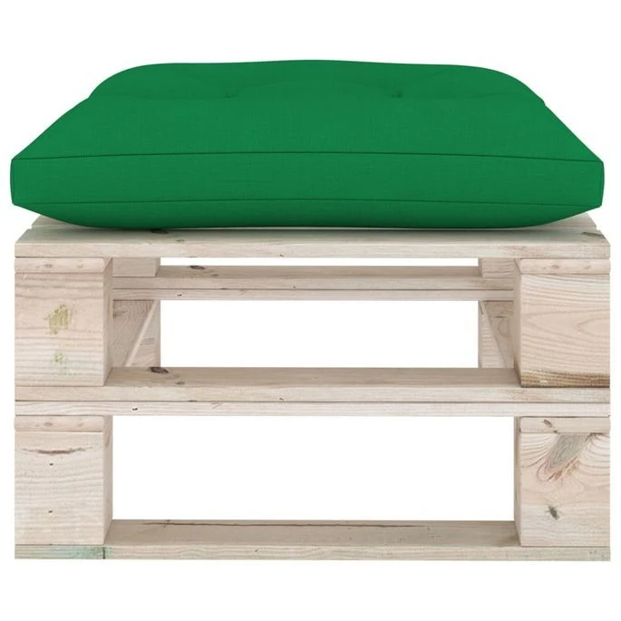 Repose-pied Palette De Jardin Avec Coussin Vert Bois De Pin – Image 3