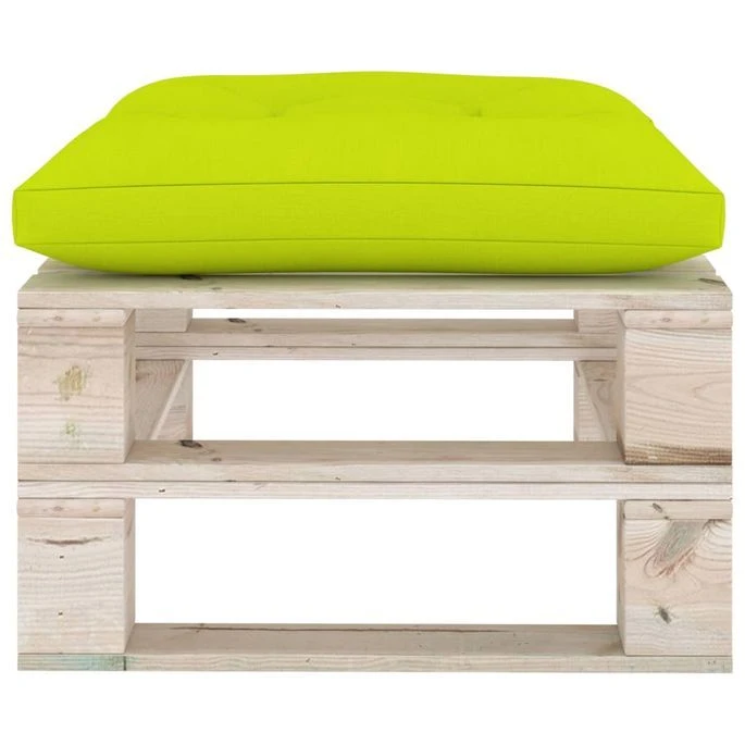 Repose-pied Palette De Jardin Avec Coussin Vert Vif Bois De Pin – Image 3