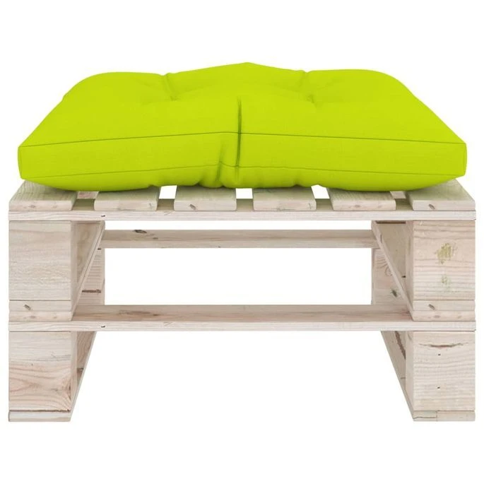 Repose-pied Palette De Jardin Avec Coussin Vert Vif Bois De Pin – Image 4