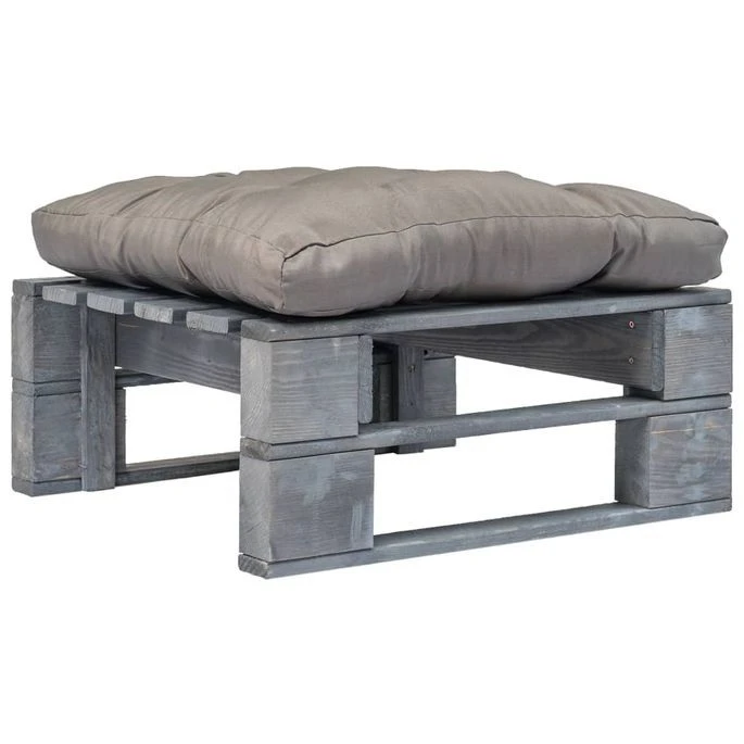 Repose-pied Palette De Jardin Avec Coussins Gris Bois Gris